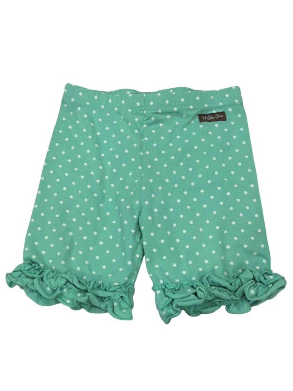 Matilda Jane Girls Ruffle Polka Dot Shorts Size 10 Green White Cotton Blend Comf